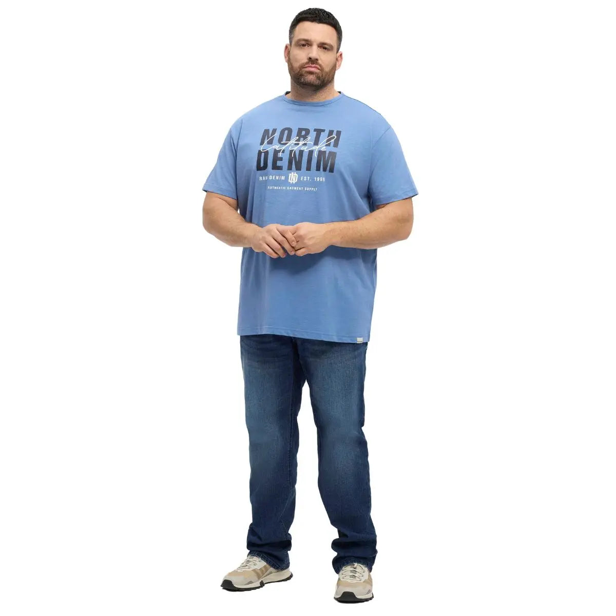 Duży męski t-shirt z nadrukiem koszulka z krótkim rękawem North Latitude 99335-0545 błękitna