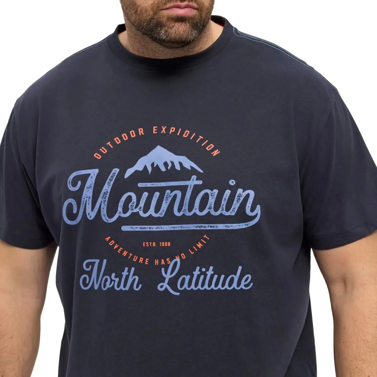 Duży męski t-shirt z nadrukiem koszulka z krótkim rękawem North Latitude 53105-0581 granatowa