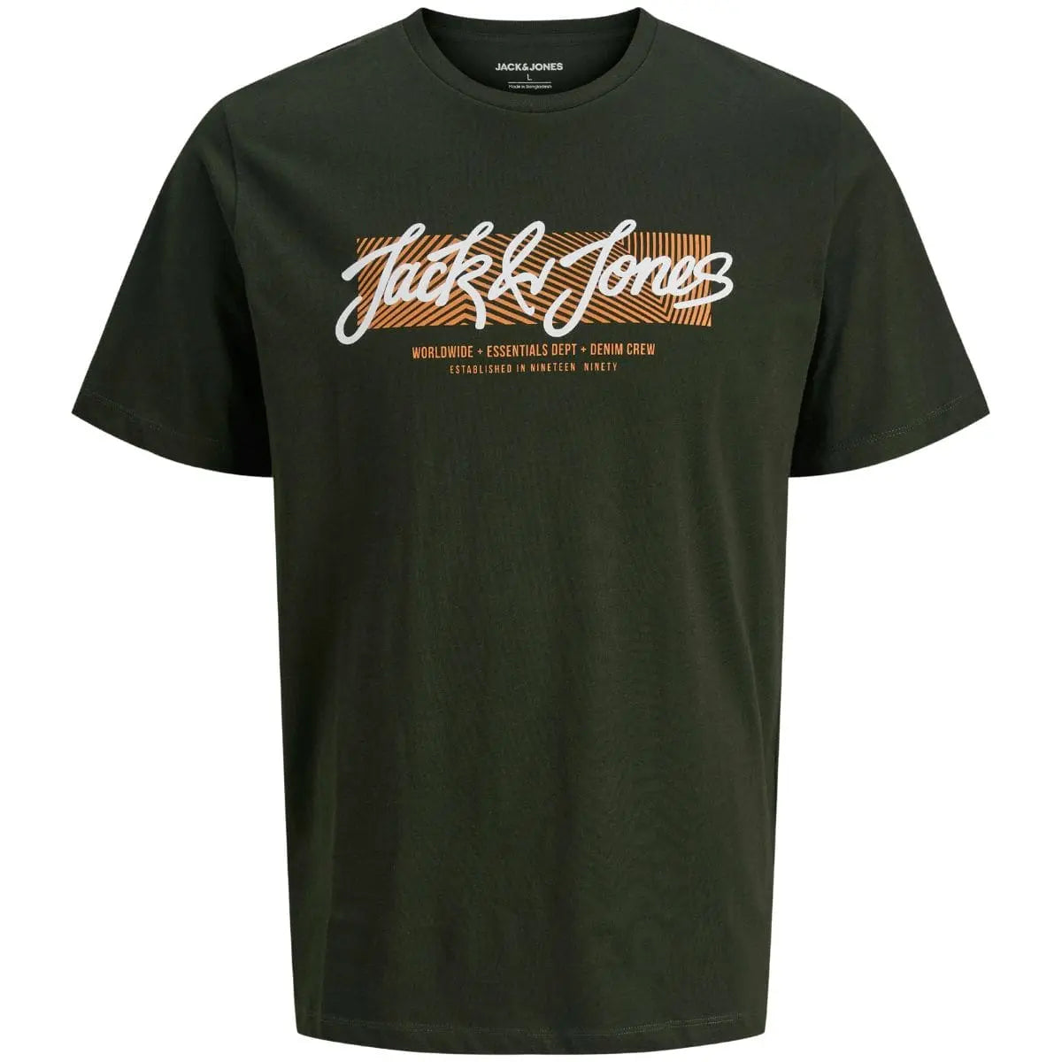 Duża męska koszulka t-shirt  z nadrukiem Jack &amp; Jones 12279834 ciemnozielony