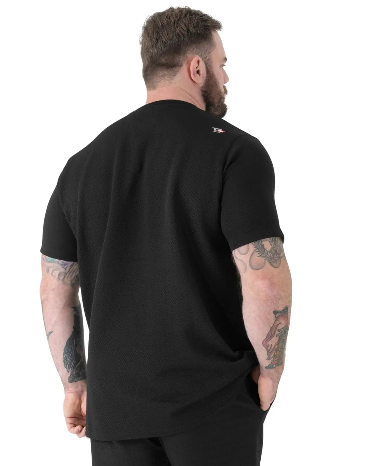 Duża męska koszulka ze streczem t-shirt krótki rękaw Duke D555 Chattan czarny