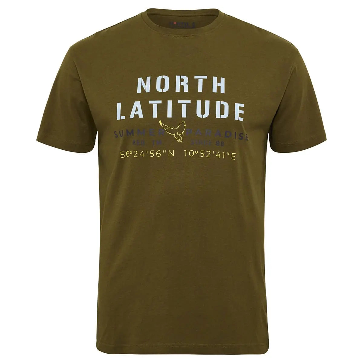 Duży męski t-shirt z napisami koszulka z krótkim rękawem North Latitude 51126-0670 khaki