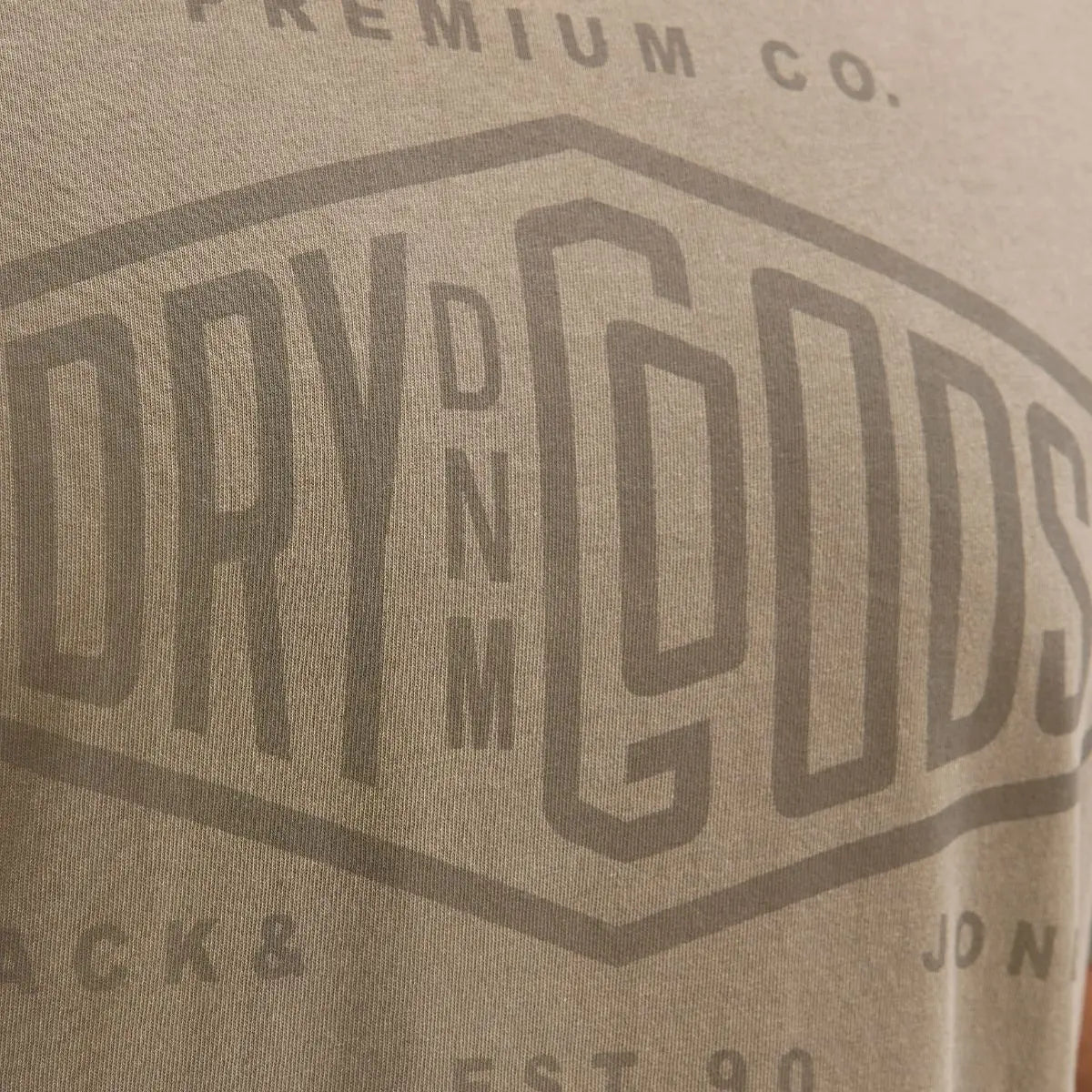 Duży męski t-shirt  koszulka z nadrukiem krótkim rękawem Jack &amp; Jones 12288204 khaki