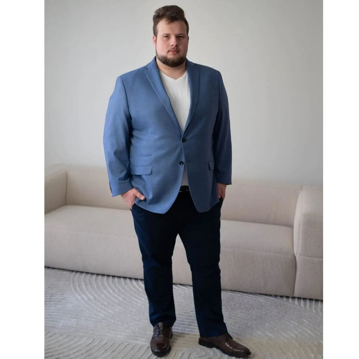 Velké pánské elegantní kalhoty Konik Olek 620 tmavě modré