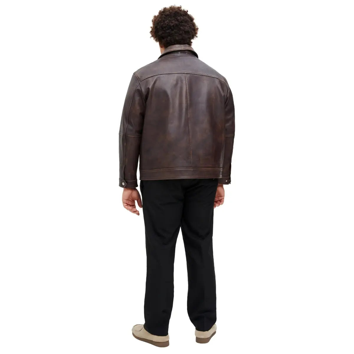 Velká pánská kožená bunda typu ramoneska Jack &amp; Jones 12285027 hnědá