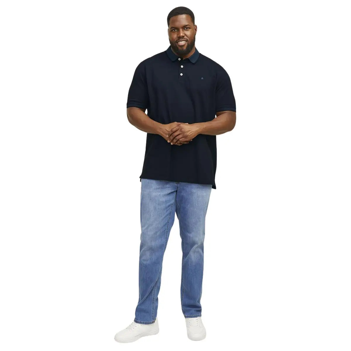Pánské velké polo tričko s límečkem Jack &amp; Jones 12143859 tmavě modrá