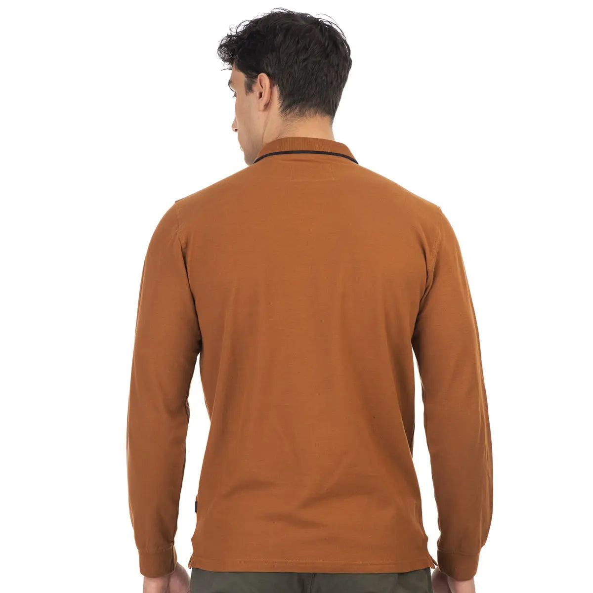 Duża męska koszulka polo z długim rękawem Double Urban Outfitters PS-3002 jasnobrązowa
