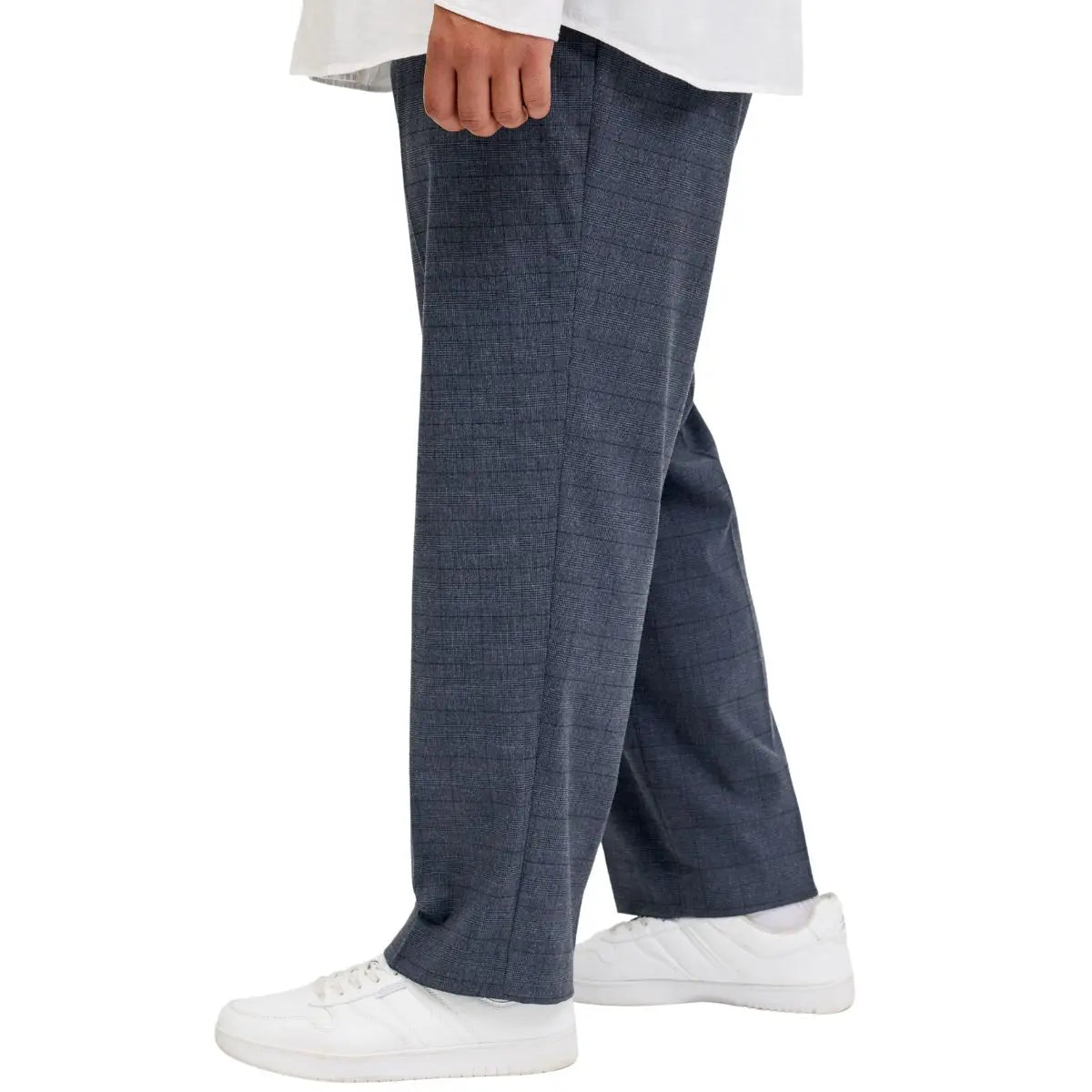 Velké pánské elegantní kalhoty kostkované Jack &amp; Jones 12287547 tmavě modré