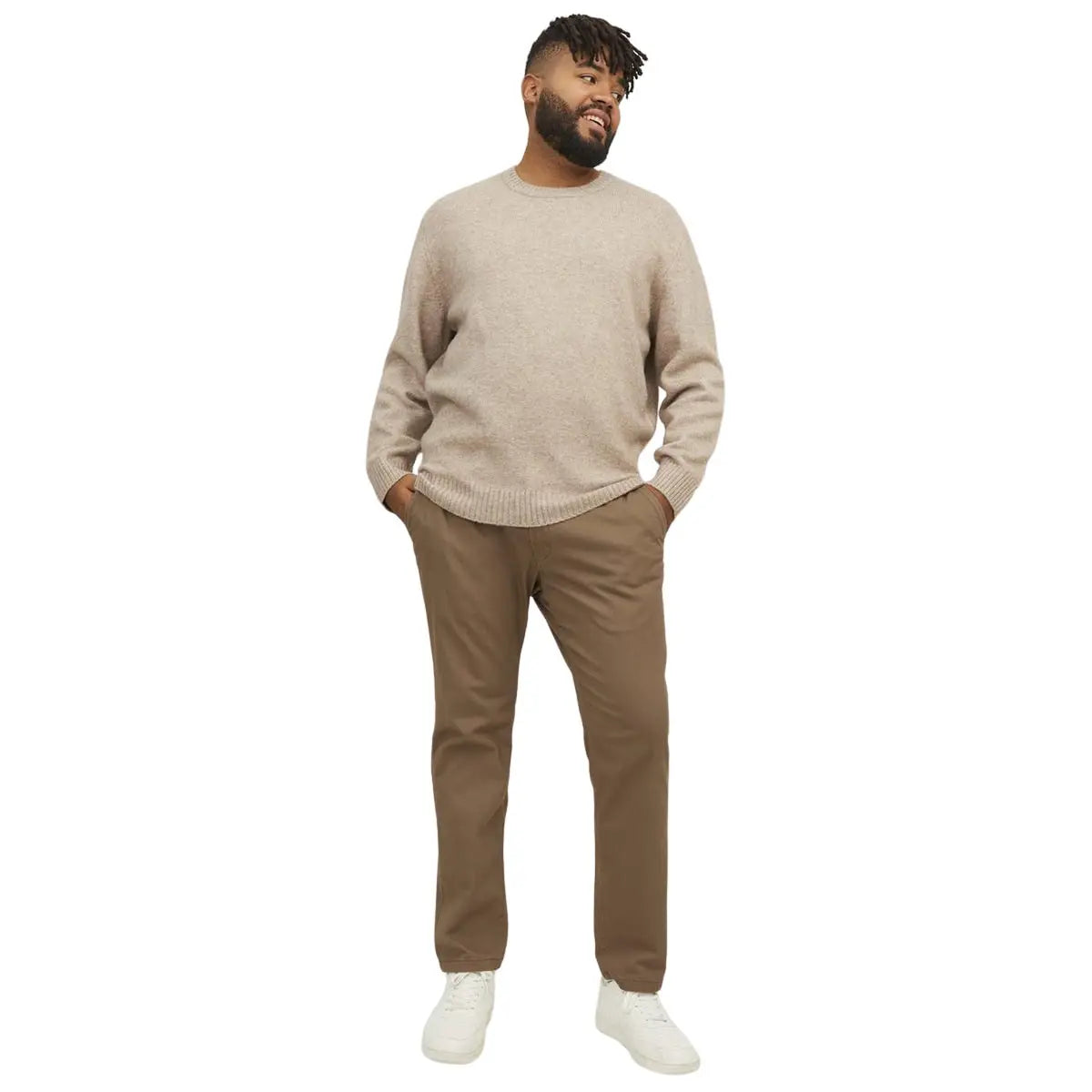 Velké pánské chino kalhoty Jack &amp; Jones 12243603 světle hnědé