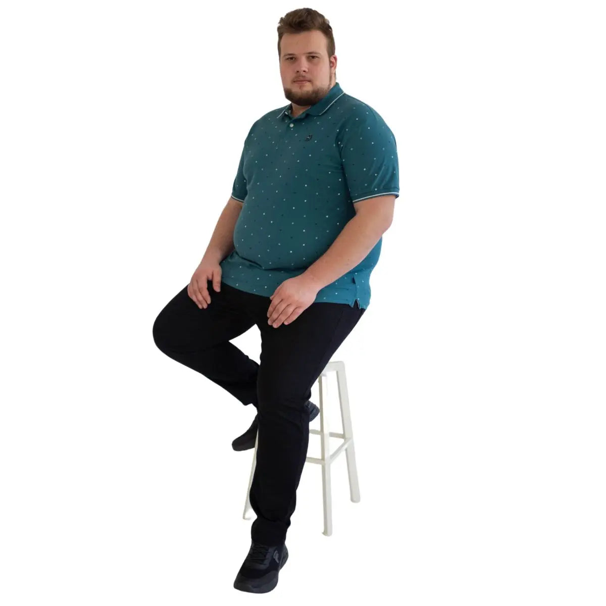 Duża męska koszulka z kołnierzykiem polówka Double Urban Outfitters PS-3036 morska