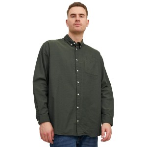 Pánská hladká košile Jack & Jones s dlouhým rukávem 12190444 khaki