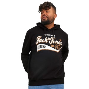 Pánská velká mikina přes hlavu s kapucí Jack & Jones s nápisem 12236803 černá