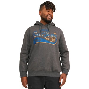Pánská velká mikina přes hlavu s kapucí Jack & Jones s nápisem 12236803 tmavě šedá