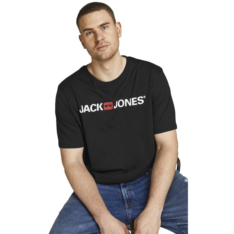 czarna koszulka meska z napisami Jack & Jones