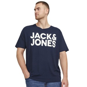 Velké pánské tričko s potiskem a nápisem Jack & Jones 12158505 tmavě modrá