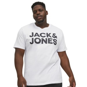 Velké pánské tričko s potiskem a nápisem Jack & Jones 12158505 bílá