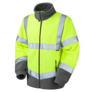 Velká pánská pracovní mikina bez knoflíků, reflexní fleece Leo Hartland žlutá