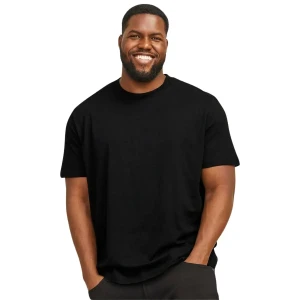 Pánské velké hladké tričko Jack & Jones s krátkým rukávem 12250623 černé