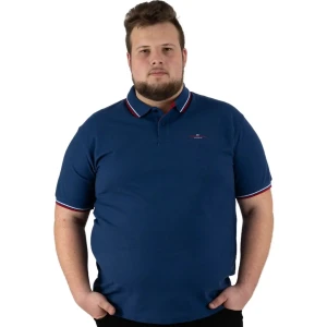 Pánská velká hladká polokošile Double PS-3035 tmavě modrá
