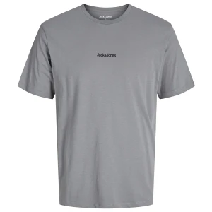 Velké pánské tričko s potiskem na zádech tričko s krátkým rukávem Jack & Jones 12285533 světle šedé