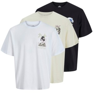 Velké pánské trička s krátkým rukávem trička s velkým potiskem na zádech 3 kusy Jack & Jones 12285075 multi