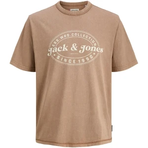 Velké pánské tričko s potiskem s krátkým rukávem Jack & Jones 12284627 světle hnědá