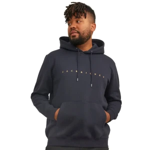 Velká pánská mikina přes hlavu s kapucí s nápisem Jack & Jones 12243527 tmavě modrá
