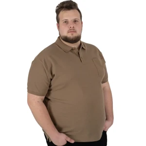 Velká pánská polo trička hladká Double PS-3031 světle hnědá