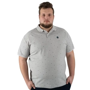 Velká pánská polo tričko  s krátkým rukávem vzorovaná Double Urban Outfitters PS-3036 světle šedá