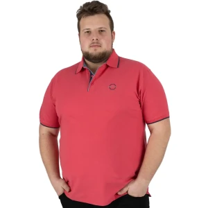 Velké pánské polo tričko a ozdobným límcem Double PS-3045 malinová