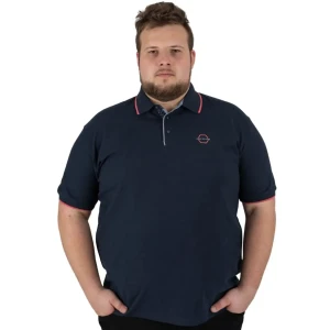 Velké pánské polo tričko a ozdobným límcem Double PS-3045 tmavě modrá