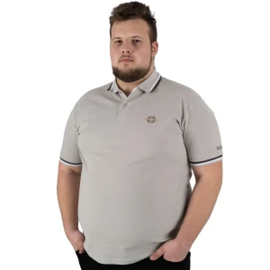 Velká pánská hladká polo košile s ozdobným límcem Double PS-3043 světle šedá