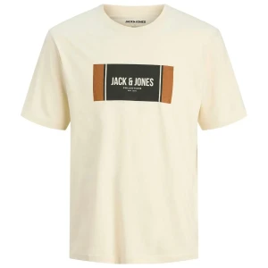 Velké pánské tričko s potiskem krátký rukáv Jack & Jones 12285530 krémové