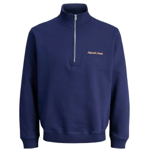  Velká pánská mikina s límcem na zip Jack & Jones 12288205 tmavě modrá