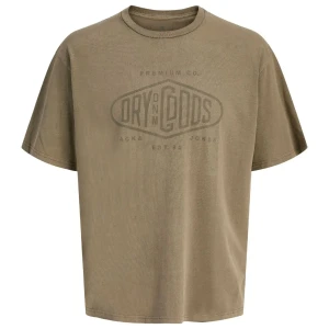 Velké pánské tričko s krátkým rukávem a potiskem Jack & Jones 12288204 khaki