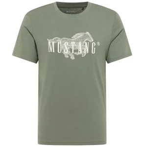 Velké pánské tričko Mustang 1016858-6473 s krátkým rukávem a potiskem khaki