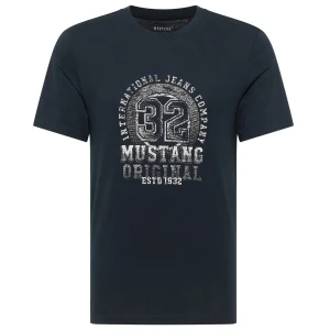 Velké pánské tričko Mustang 1016859-4136 s krátkým rukávem a velkým potiskem tmavě modré