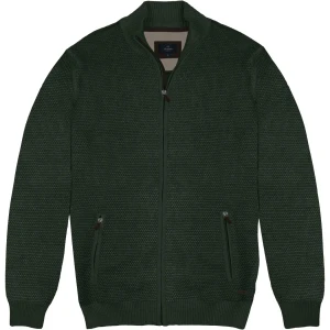 Velký pánský propínací svetr se stojáčkem Double Urban Outfitters KNIT-8024 tmavě zelený