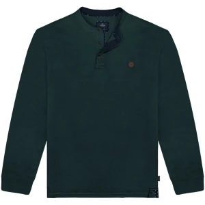 Pánské polo tričko s dlouhým rukávem a stojáčkem Double Urban Outfitters PS-3059 tmavě zelené