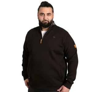 Velká pánská mikina se stojáčkem na krátký zip Duke D555 Russel 1 černá
