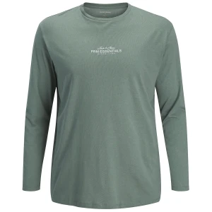 Velké pánské tričko s dlouhým rukávem longsleeve s nápisy Jack & Jones 12288173 šedo-modrý
