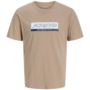 Velké pánské tričko s potiskem Jack & Jones 12289128 světle hnědé