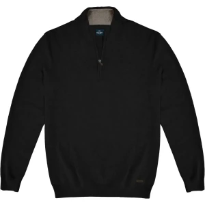 Velký pánský hladký svetr na krátký zip Double Urban Outfitters KNIT-8020 černý