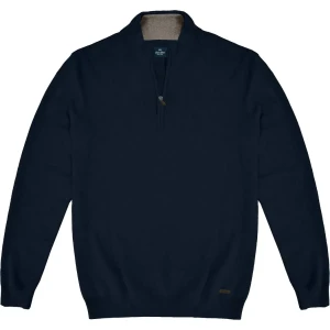 Velký pánský hladký svetr na krátký zip Double Urban Outfitters KNIT-8020 námořnická modrá