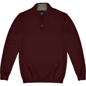 Velký pánský hladký svetr na krátký zip Double Urban Outfitters KNIT-8020 bordó