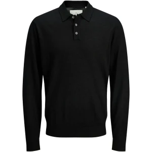 Velká pánská polokošile s dlouhým rukávem z MERINO vlny od Jack & Jones 12288201 černá