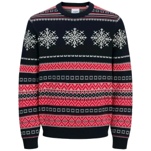 Velký pánský vánoční svetr přes hlavu Jack & Jones 12285622 tmavě modrý