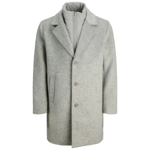 Pánský velký elegantní přechodný kabát s vlnou Jack & Jones 12286928 světle šedý 