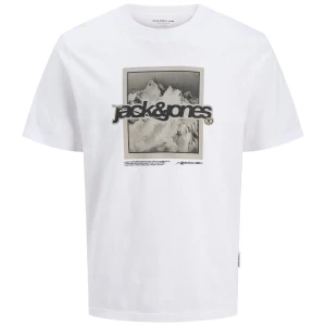 Pánské tričko ve velkých velikostech s krátkým rukávem a potiskem Jack & Jones 12287093 bílý