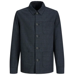 Moderní pánské sako v kostce s límečkem Jack & Jones 12287549 tmavě modré 