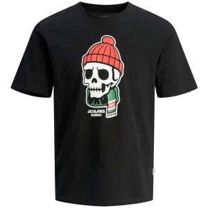 Velké pánské vánoční tričko s potiskem Jack & Jones 12292192 černé
